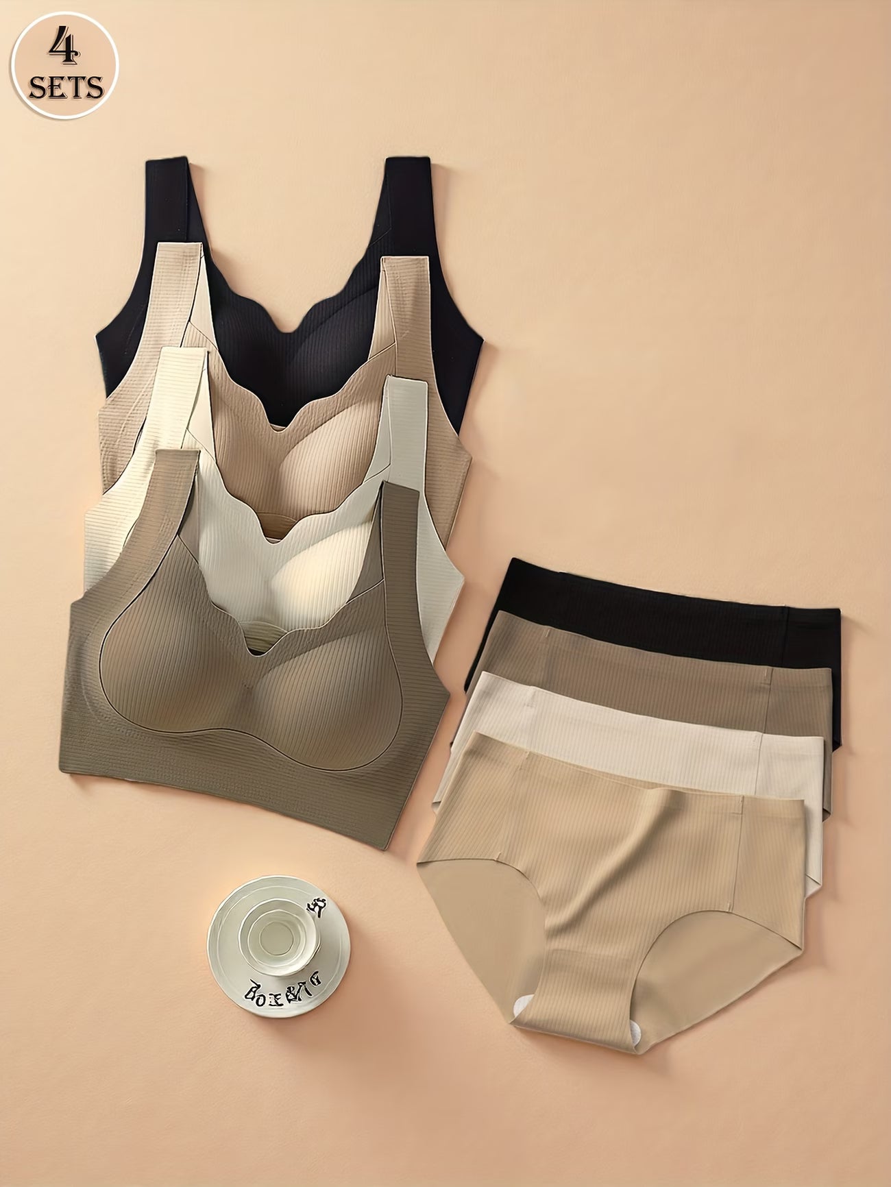 Wireless Seamless Bra and Panty Women's Lingerie Set (Pack of 4)