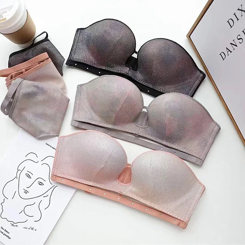 Premium Designer Bra & Panty Set with Matching Panty Bra & Panty Set Self Design Black Lingerie Set (Pack of 3)
