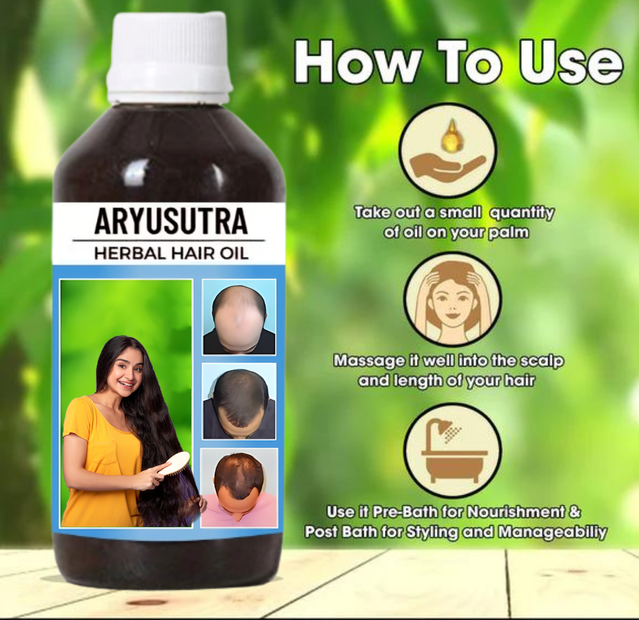 Aryusutra Ayurvedic Hair Oil for Hair Growth | Control Hair loss & Dandruff |