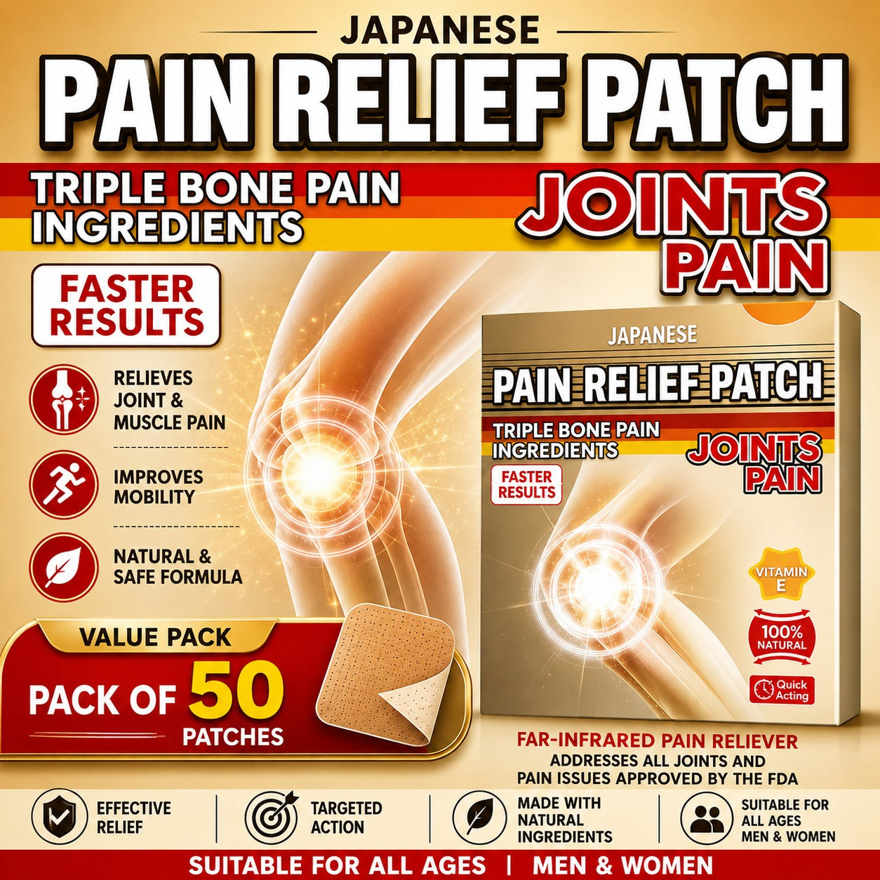 HerbPatch™ Cooling & Warming Patches (Pack of 50) – For Back, Shoulder & Joint Areas