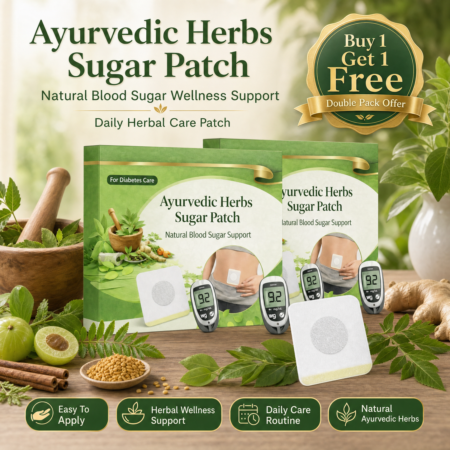 HerbPatch™ - Ayurvedic Herbs Sugar Control Patch (Pack 60) Buy 1 Get 1 free