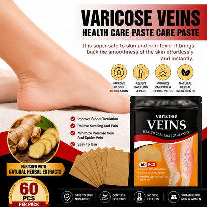 HerbPatch™ Varicose Veins Health Care Paste | Pain Relief & Blood Circulation Support (Pack of 60) Buy 1 Get 1 Free