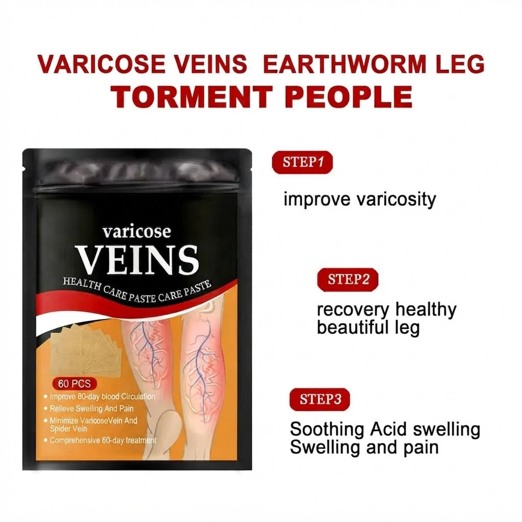 HerbPatch™ Varicose Veins Health Care Paste | Pain Relief & Blood Circulation Support (Pack of 60) Buy 1 Get 1 Free